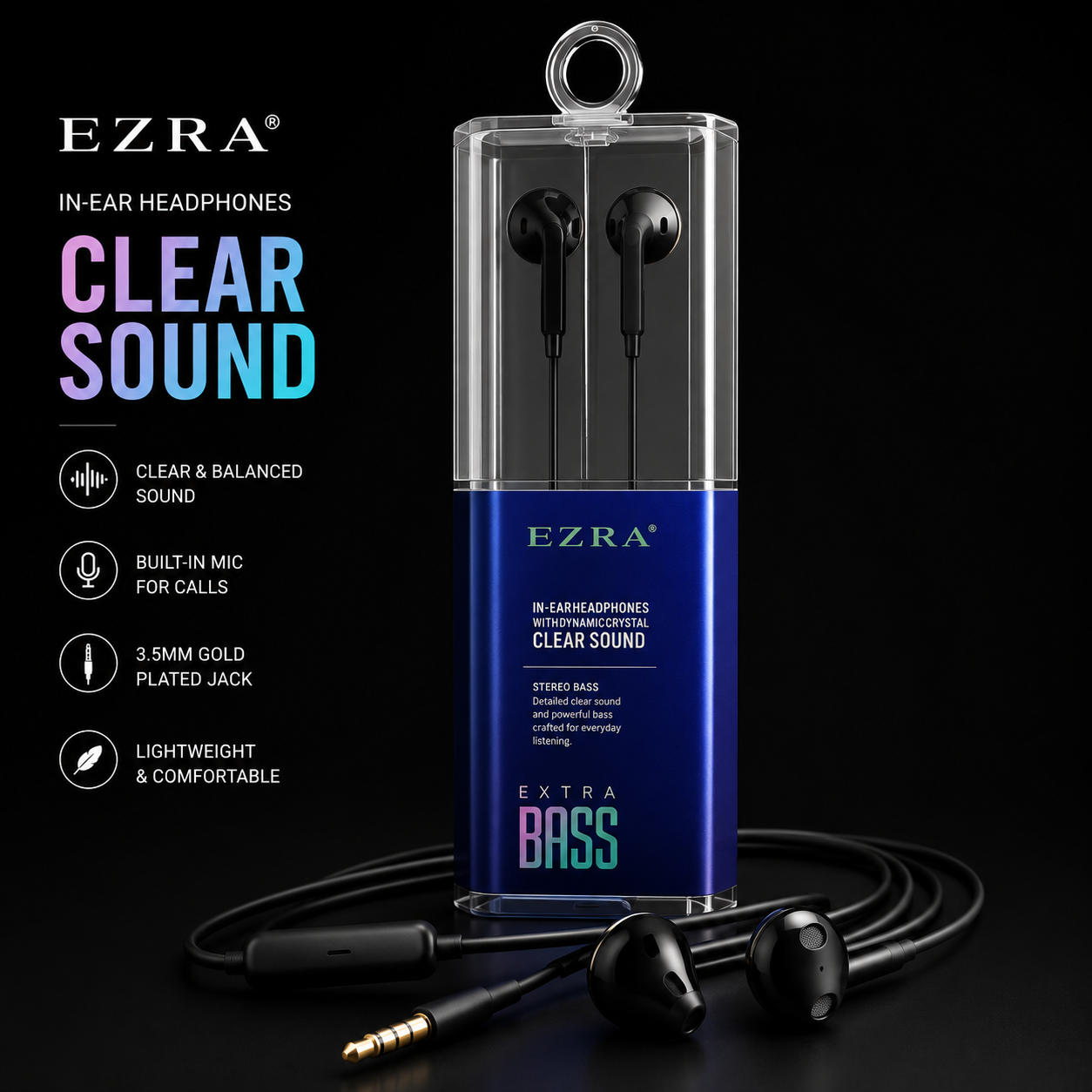 Ezra 3.5mm Jack Wired Earphone (Non Ear Tips)