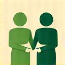 Icon of two people shaking hands representing community support