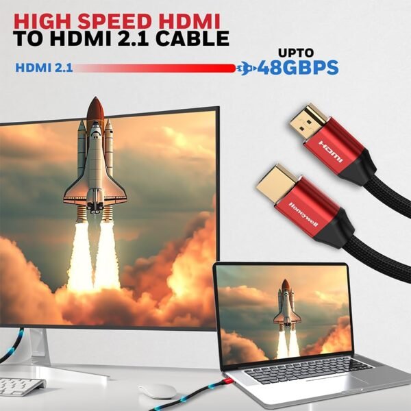 Openbox Honeywell HDMI Cable 2.1 with Ethernet, 8k@60Hz, 4k@120Hz UHD Resolution, 2 Mtr(6.6ft), 48 GBPS Transmission Ultra High Speed, Dolby DTS, eARC,3D,Male-to-Male,Compatible with all HDMI-Enabled Devices