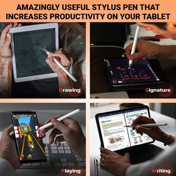 Openbox Tukzer Universal Stylus Pen for Smartphone/Tablet/iPad/Pro/Air/iPhone/iOS/Android/All Touch Screens Devices| Fine Point Disc Tip, Lightweight Aluminum Body Magnetic Cap Drawing Writing