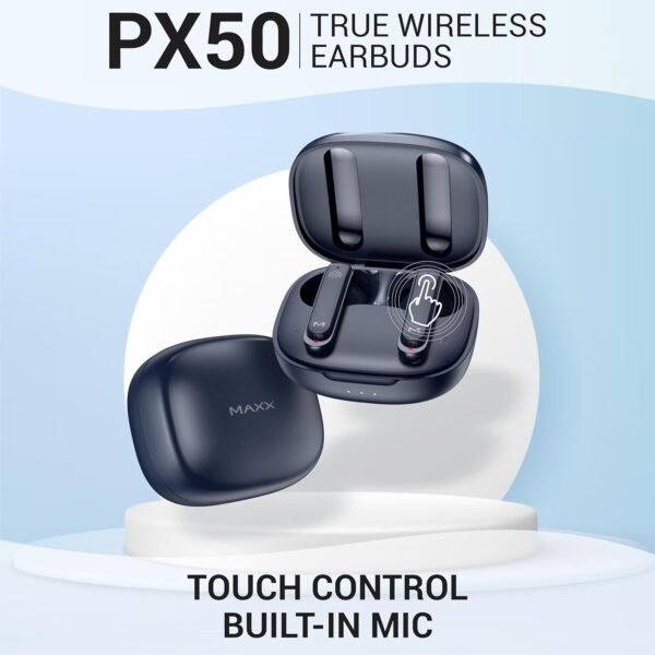 Maxx Newly Launched PX50 True Wireless Earbuds with Quick Connect,Upto 40Hrs Playtime,ASAP Charge 10 Min Use 180 Mins,Clear Calls with ENC & Quad Mic,IPX5,13mm Drivers, BT v5.3 