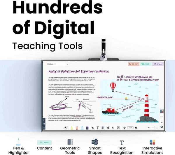 OpenBox TutorPlus - Interactive Teaching Device That converts Your Existing Monitor/Display 81.28 cm to 165.1 cm (32" to 65") into a Digital whiteboard for Online Classes & Live Streaming On YouTube, Black