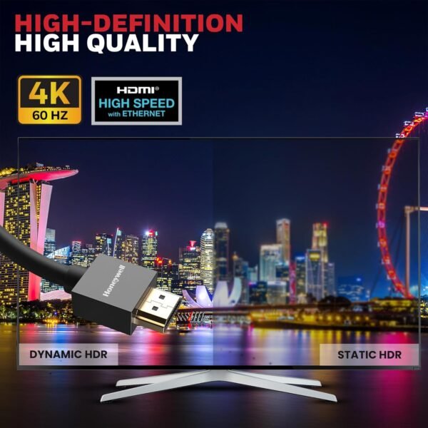 Openbox Honeywell HDMI Cable v2.0 with Ethernet, 3D/4K@60Hz Ultra HD Resolution, 2 Mtr, 18 GBPS Transmission Speed, High-Speed, Compatible with all HDMI Devices Laptop Desktop TV Set-top Box Gaming Console