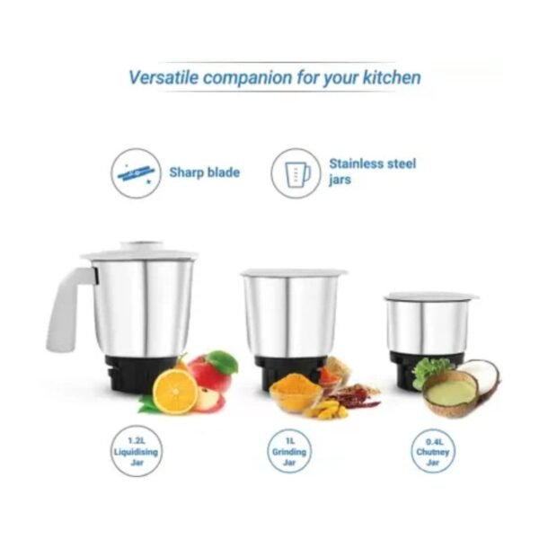 Openbox Flipkart SmartBuy PowerChef Premium 500 W Mixer Grinder (Grey) - Image 3