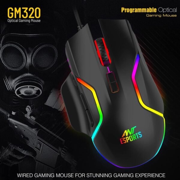Openbox Ant Esports GM320 RGB Optical Wired Gaming Mouse (Black) - Image 3