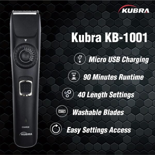 Kubra KB-1001 All-In-One Trimmer For Men (Black) - Image 4