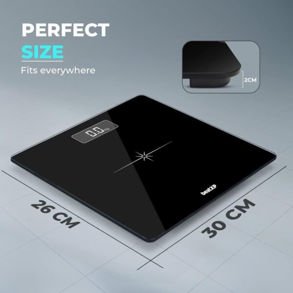 beatXP Actifit Flare Digital Weighing Scale with Backlit LCD Panel (Black) - Image 4