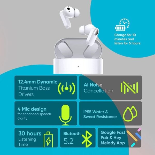 Openbox OnePlus Nord Buds Bluetooth Headset (White Marble) - Image 5