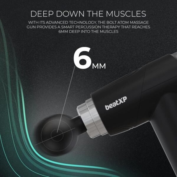 Openbox beatXP Bolt Atom Massage Gun Body Massager for Men & Women with 4 Attachments (Black) - Image 6