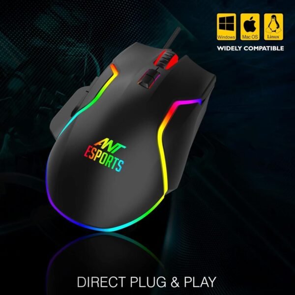 Openbox Ant Esports GM320 RGB Optical Wired Gaming Mouse (Black) - Image 8