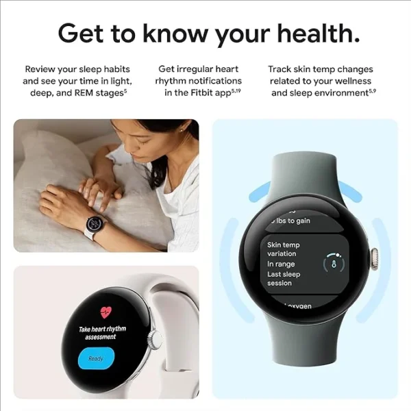 Openbox Google Pixel Watch 2 with the Best of Fitbit and Google - Heart Rate Tracking, Stress Management, Safety Features - Android Smartwatch - Polished Silver Aluminum Case - Bay Active Band - Wi-Fi - Image 5