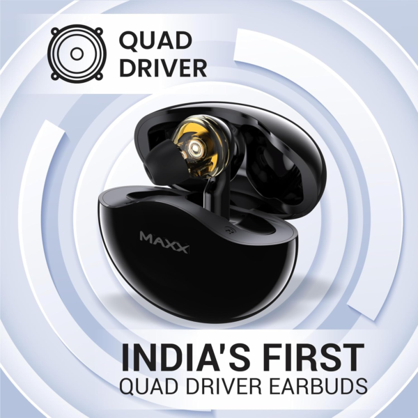 Maxx PX60 Pro Latest True Wireless Quad Driver Earbuds with Quick Connect,Upto 50Hrs Playtime,ASAP Charge 10 Min Use 180 Mins,IPX5,BT v5.3 - Image 4